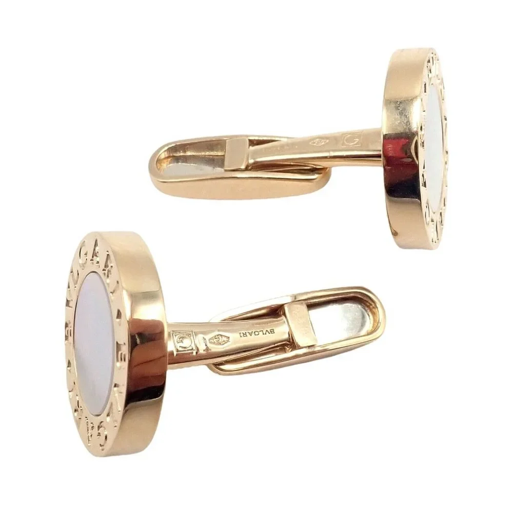 Authentic! Bvlgari Bulgari 18k Yellow Gold Multicenter Cufflink Kit Set
